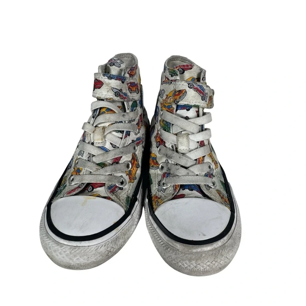 Converse Chuck Taylor All Star Youth 12 High Top Race Car Print A04743F White